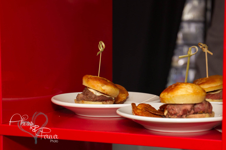 NY strip sliders w/tomato jam & smoked mozzarella shallot red pepper tarte tatin